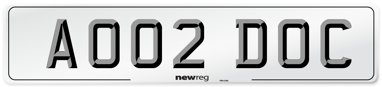 AO02 DOC Number Plate from New Reg